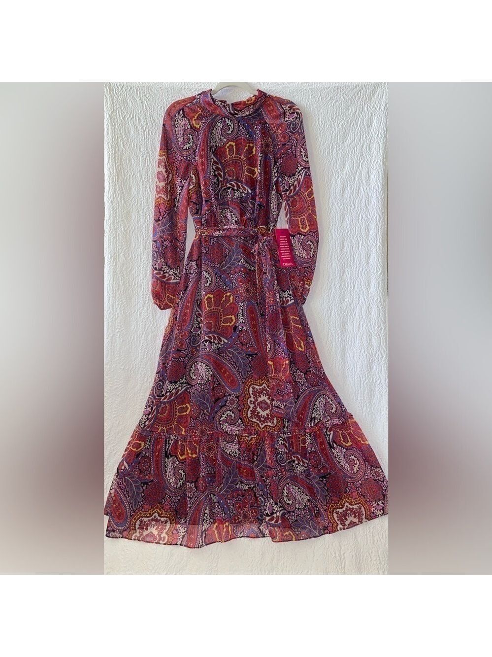 TAHARI By Arthur S. Levine Mock Neck Paisley Print Long Sleeve Maxi Dress NWOT
